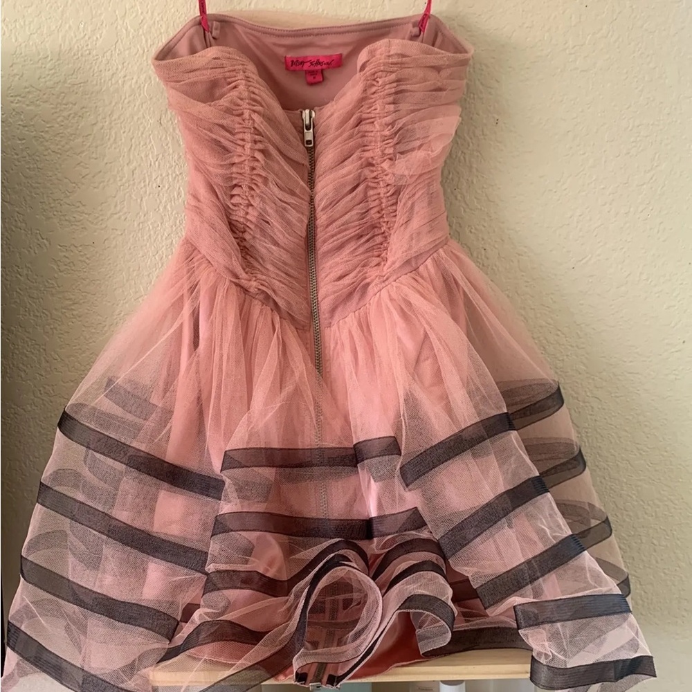 Betsey Johnson Pink Tulle Dress with Black Accents